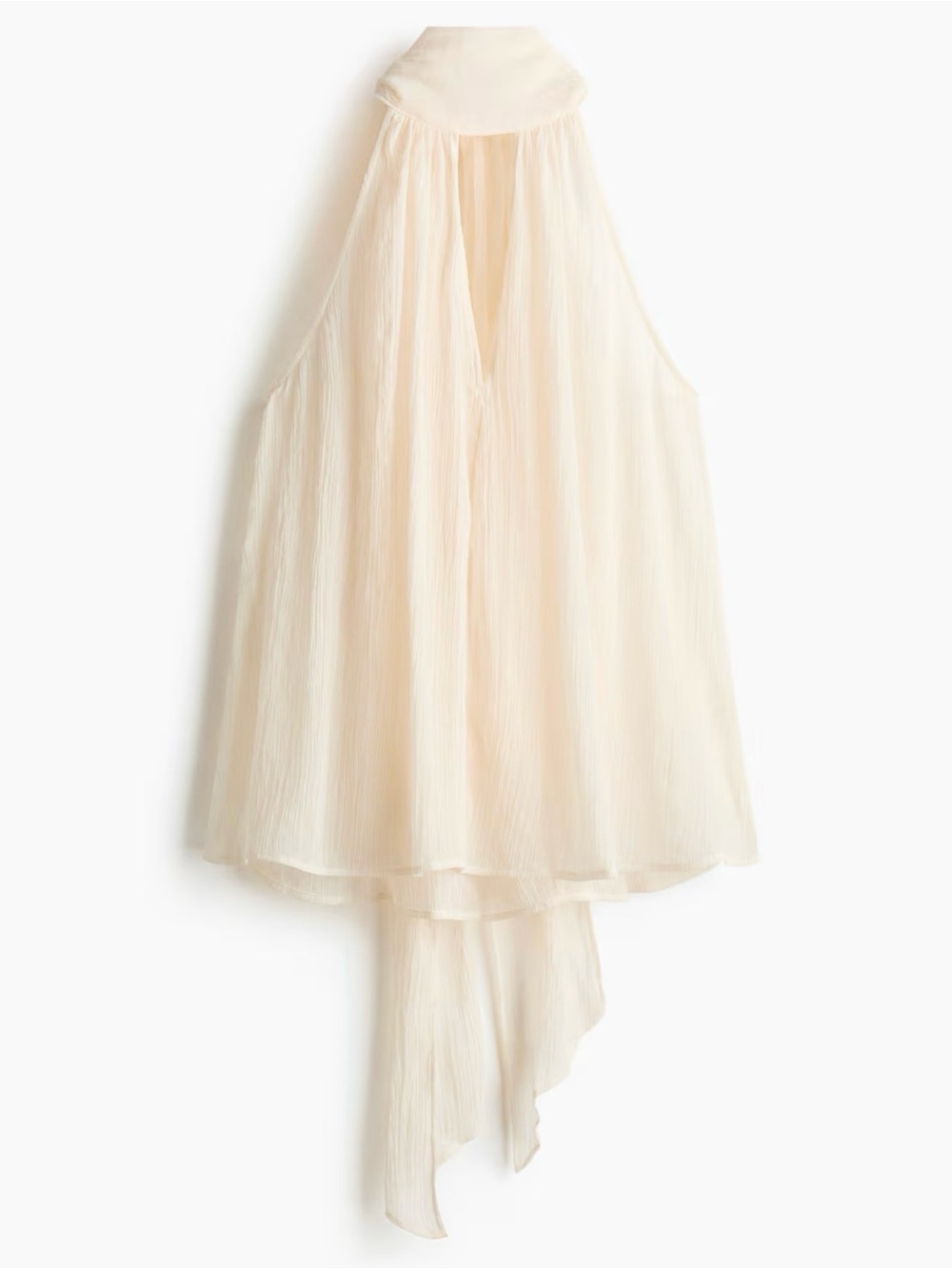 H&M Sheer Scarf-Collar Chiffon Blouse in Cream